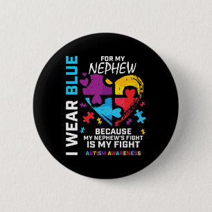 Onkel Tunt Heart Ich trage Blau für meinen Nephew  Button