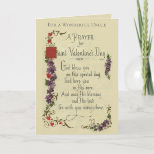 Onkel Valentine Religious Prayer Floral Feiertagskarte