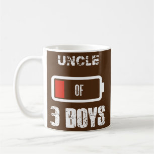 Onkel von 3 drei Jungen Low Battery zum Vatertag Kaffeetasse