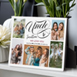 Onkel Wir Liebe Sie FotoCollage Fotoplatte<br><div class="desc">Die moderne,  trendige Collage Plaque aus Foto umfasst 5 Fotos,  das Typografie-Skript ''Onkel'' auf weißem Hintergrund und Neffen/ Nichten-Namen. Personalisieren Sie weiter mit dem Onkel-Namen. Perfekt als Geschenk oder Sake.</div>