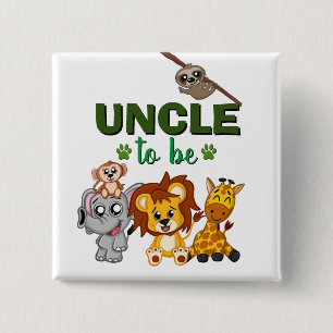 Onkel wird Jungle Safari Zoo Tier Baby Shower Button