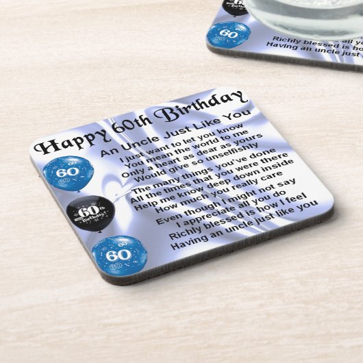 Onkelgedicht - 60. Geburtstag Untersetzer (Linke Seite)