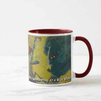 Onkelsam, die auf einen blauen Sturm zeigt Tasse