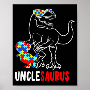Onkelsaurus T Rex Dinosaur Autismus-Bewusstsein On Poster