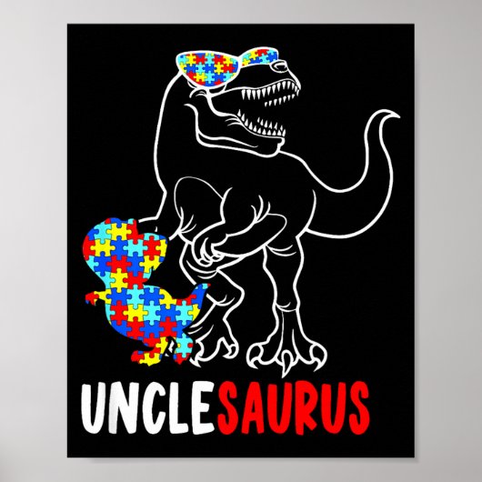 Onkelsaurus T Rex Dinosaur Autismus-Bewusstsein On Poster (Vorne)