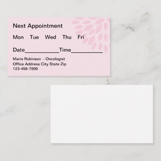 Onkologe Krebsbehandlung Ernennungskarten Terminkarte (Vorne/Hinten)