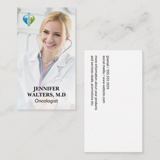 Onkologe-Logo | Arzt mit Stethoscope Visitenkarte (Vorne/Hinten)