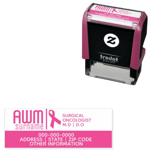 Onkologe rosa Band Logo DIY Geschäftsdetails Permastempel (Beispiel)