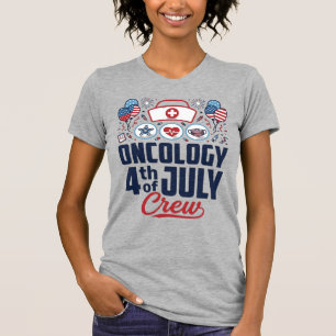 Onkologie 4. Juli Crew Medizinisches Patriotisches T-Shirt