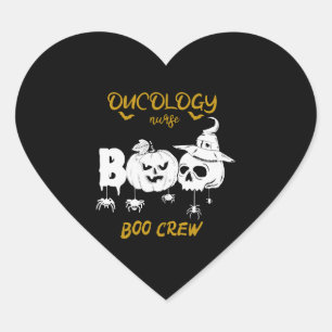Onkologie-Crew Boo, Onkologie, Halloween Herz-Aufkleber