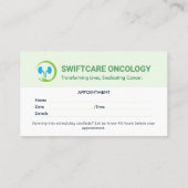 Onkologie Klinik | Einfache Ernennung Visitenkarte (Rückseite)