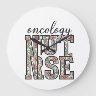 Onkologie-Krankenschwester Floral Vintage Große Wanduhr