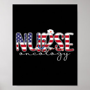 Onkologie Nurse 4. Juli US Flag Nurse Radiation Poster