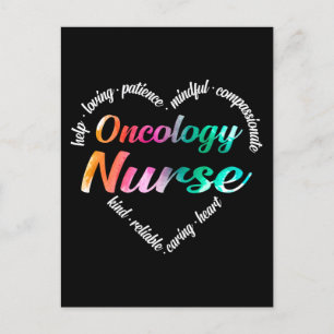 Onkologie Nurse Herz Word Cloud Watercolor Regenbo Feiertagspostkarte