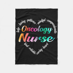 Onkologie Nurse Herz Word Cloud Watercolor Regenbo Fleecedecke