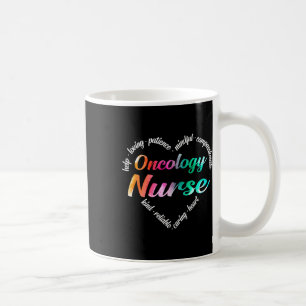 Onkologie Nurse Herz Word Cloud Watercolor Regenbo Kaffeetasse