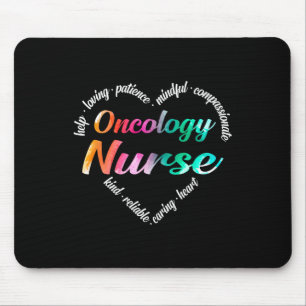 Onkologie Nurse Herz Word Cloud Watercolor Regenbo Mousepad