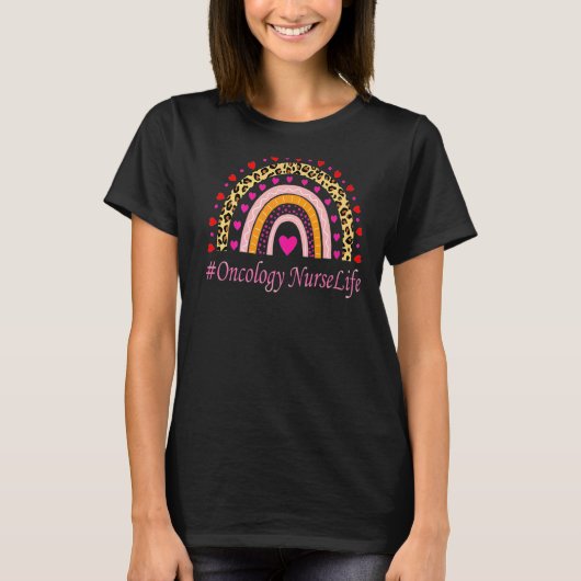 Onkologie Nurse Leopard Rainbow Nurse's Week T-Shirt (Vorderseite)