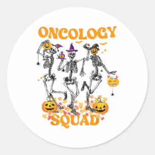 Onkologie Squad Skeleton Pumpkin Herbstlaub Spooky Runder Aufkleber