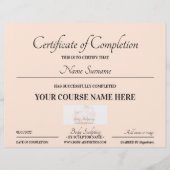 Online-Abschlussurkunde in Rosa (Vorderseite)