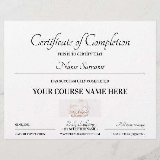 Online-Abschlusszeugnis für den Basiskurs (Vorderseite)