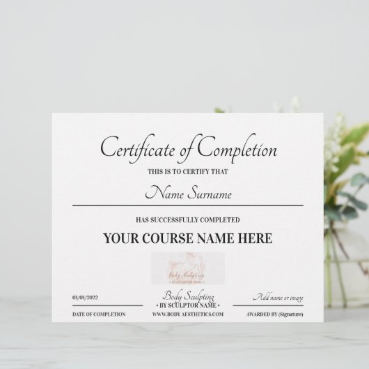 Online-Abschlusszeugnis für den Basiskurs (Stehend Vorderseite)