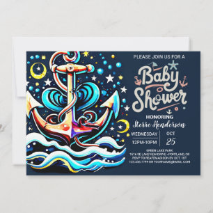 Online Anchor Boho Babydusche Einladung