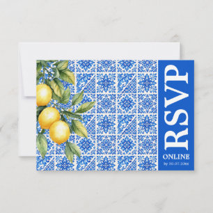 💙🍋Online antworten Azul & Limone Romance RSVP Karte