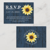 Online-Antwortkarte für rustikale Sonnenblumen Begleitkarte (Vorne/Hinten)