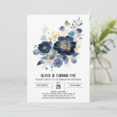 Online-Aquarellblume Geburtstag Einladung (Stehend Vorderseite)