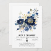 Online-Aquarellblume Geburtstag Einladung (Vorne/Hinten)