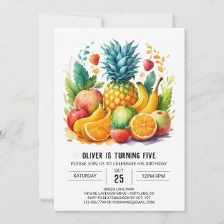 Online Boho Wasserfarben Früchte Geburtstag Einladung