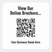 Online-Broschüre über QR-Code anzeigen Quadratischer Aufkleber (Vorderseite)