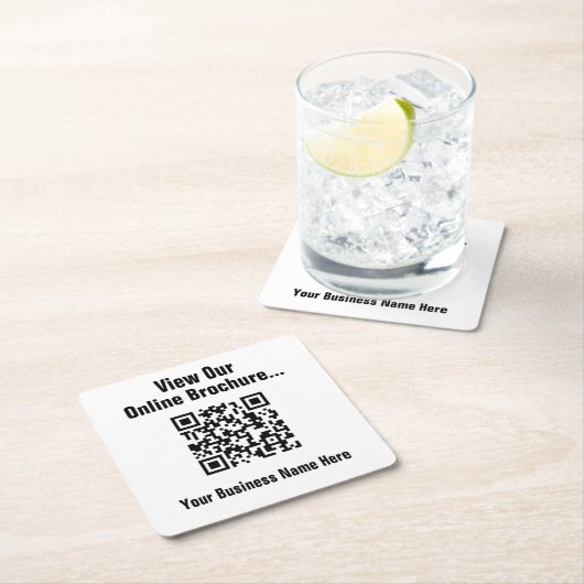 Online-Broschüre über QR-Code anzeigen Rechteckiger Pappuntersetzer (Vor Ort)