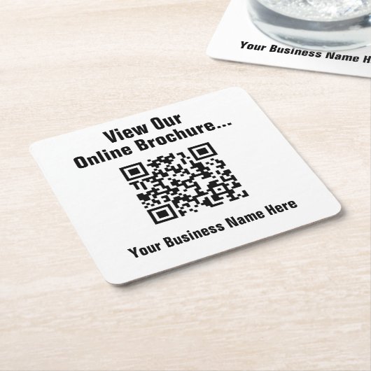 Online-Broschüre über QR-Code anzeigen Rechteckiger Pappuntersetzer (angewinkelt)