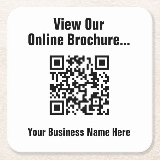 Online-Broschüre über QR-Code anzeigen Rechteckiger Pappuntersetzer (Vorderseite)