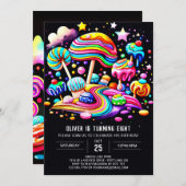 Online Candy Wonderland Geburtstag Einladung (Vorne/Hinten)