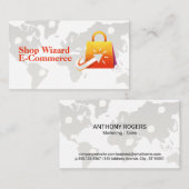 Online Click Shopping | E-Commerce | World Map Visitenkarte (Vorne/Hinten)