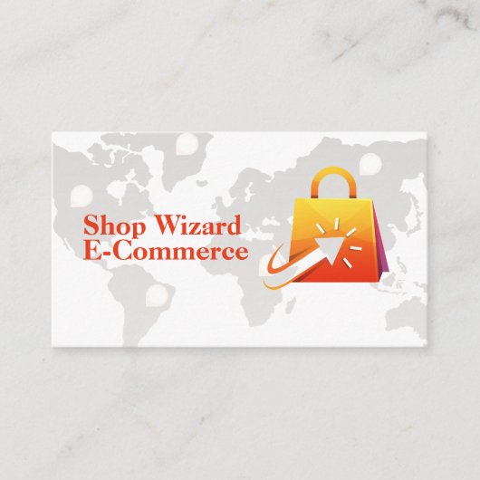 Online Click Shopping | E-Commerce | World Map Visitenkarte (Vorderseite)