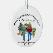 Online Dating Couple Blonde Newlyweds Keramik Ornament (Rechts)