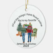 Online Dating Couple Blonde Newlyweds Keramik Ornament (Links)