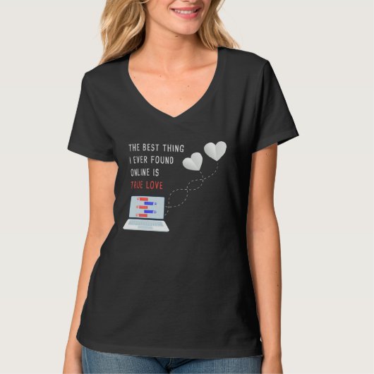 Online Dating Couples Relationship Valentineu2019s T-Shirt (Vorderseite)