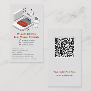 Online Doctor Business Card mit QR Code Visitenkarte
