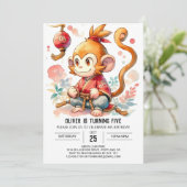 Online-Elegante Monkey Geburtstag Einladung (Stehend Vorderseite)
