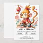 Online-Elegante Monkey Geburtstag Einladung (Vorne/Hinten)