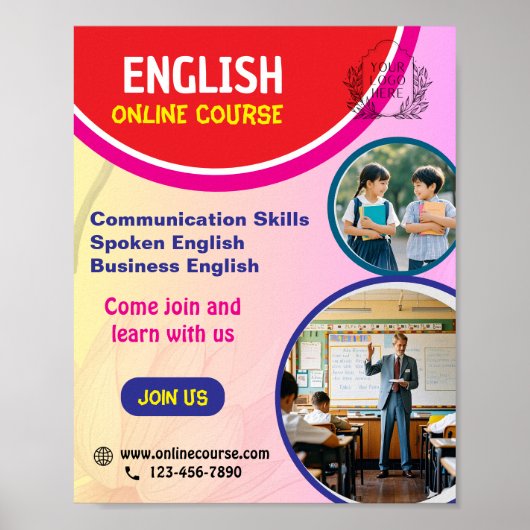 ONLINE ENGLISCH COURSE POSTER (Vorne)