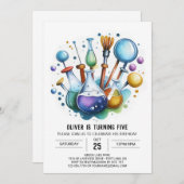 Online-Experiment Whimsy Scientist zum Geburtstag Einladung (Vorne/Hinten)