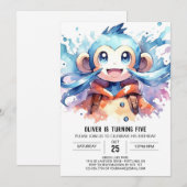 Online-Freude Monkey Geburtstag Einladung (Vorne/Hinten)