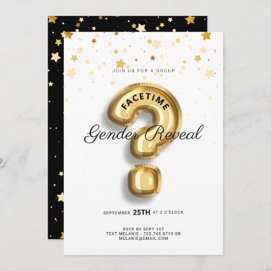 Online-Gruppe Video Chat Gender Reveal Baby Shower Einladung (Vorne/Hinten)