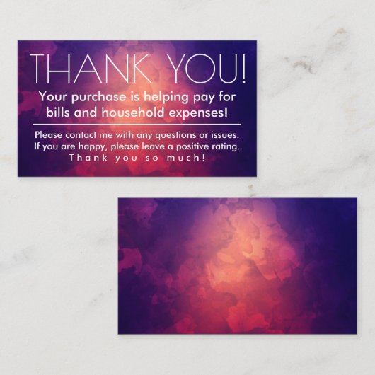 Online-Händler-Shop Vielen Dank Business Card einf Visitenkarte (Vorne/Hinten)